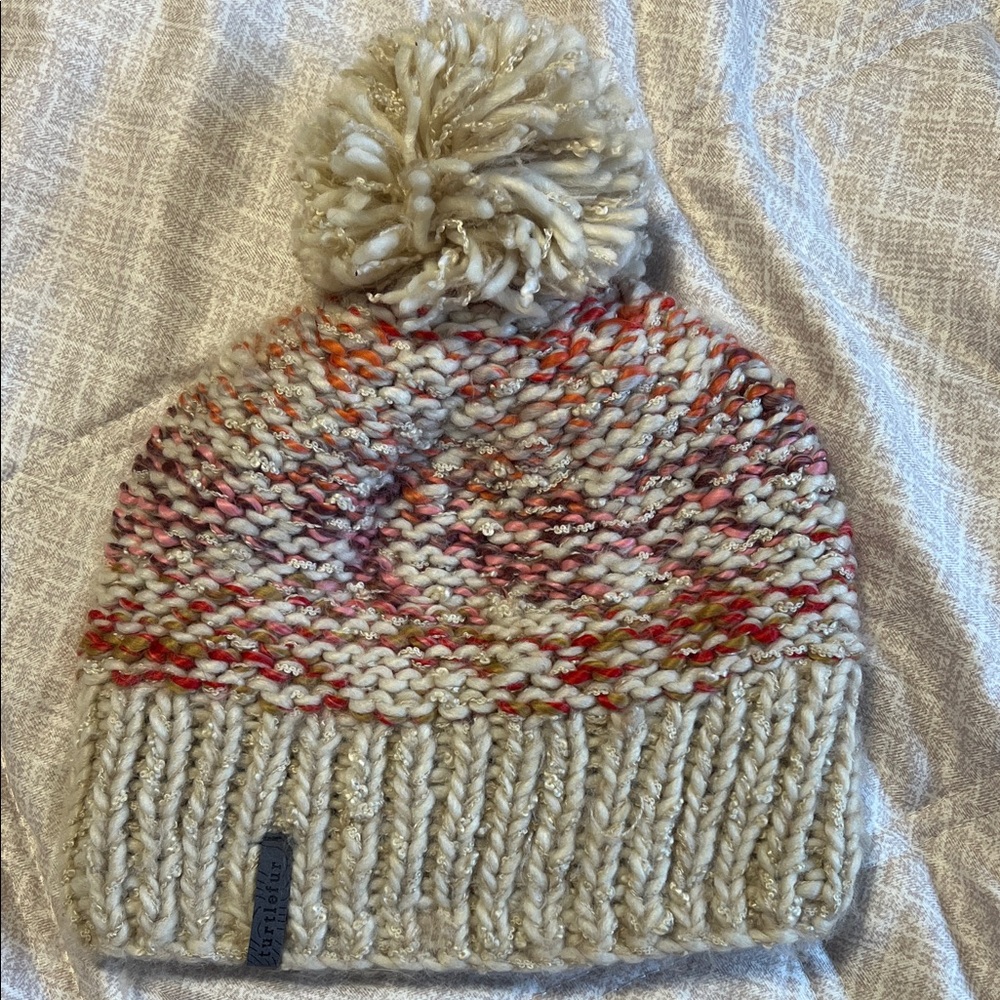 Turtle fur Multicolor Knit Pom-Pom Beanie